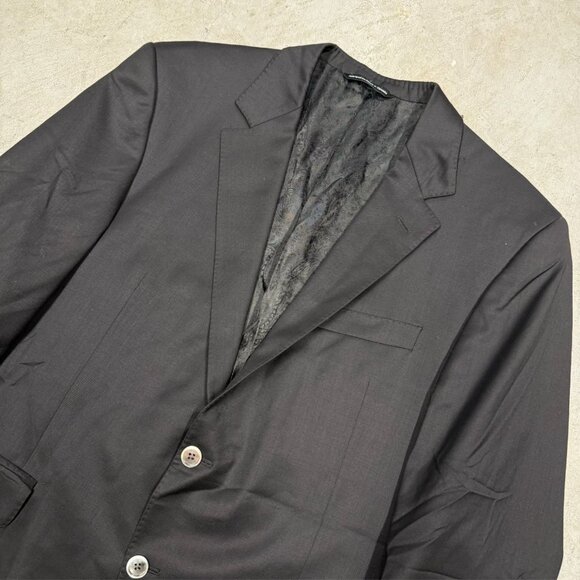 Coppley Suit "Gibson" 100s Wool Sharkskin Made in Canada Black 44R 36x30 - Picture 2 of 11